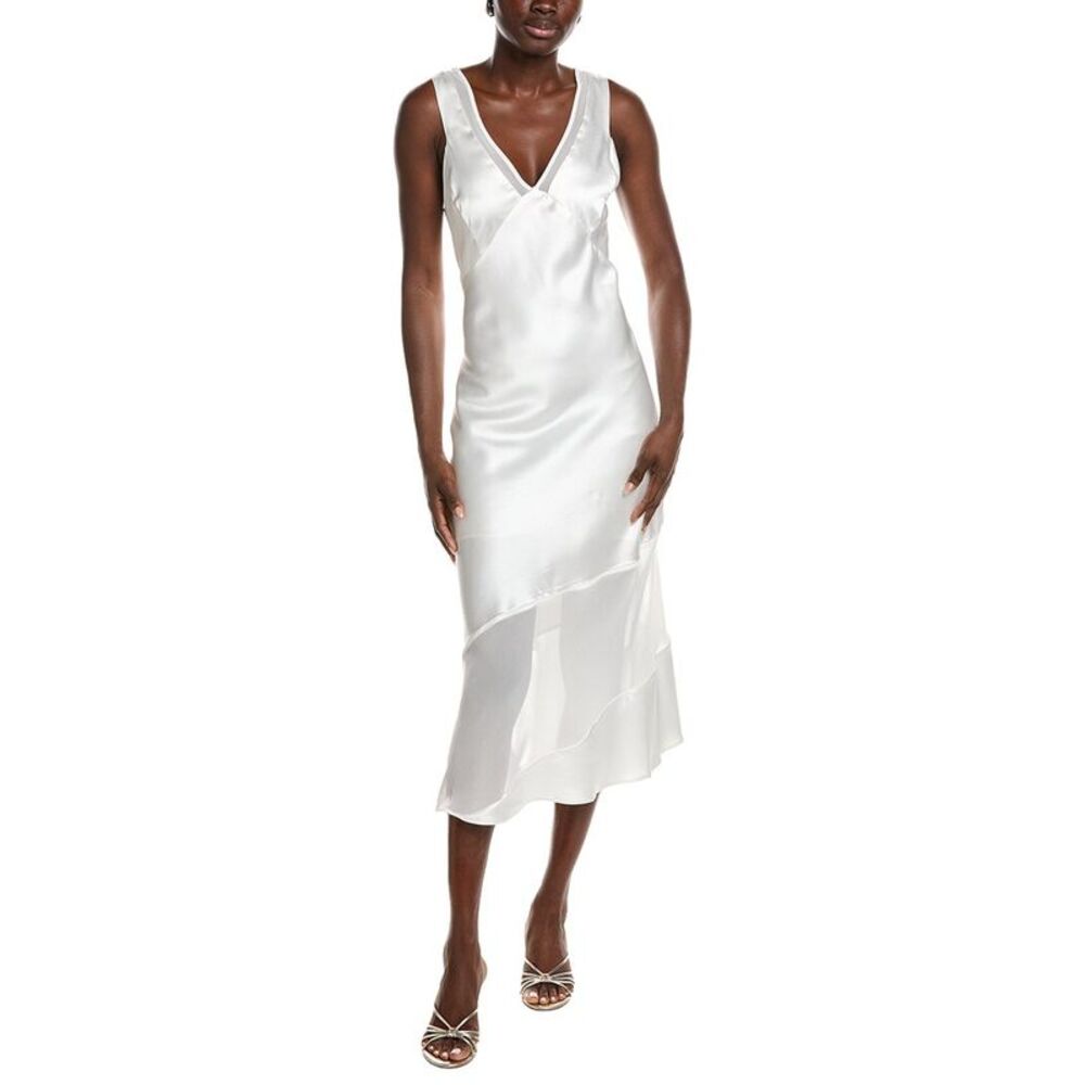 Dkny Womens  V Neck Asymmetrical Dress